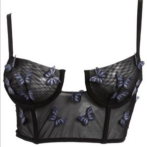 BLACK BUTTERFLY MESH TOP